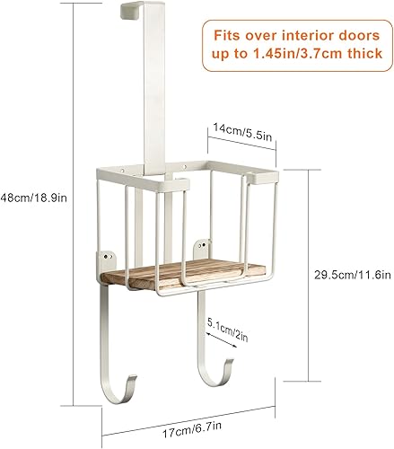 Miniatura 14 de TJ.MOREE Soporte para tabla de planchar para montaje en pared/sobre la puerta con cesta de almacenamiento grande, soporte para plancha y tabla