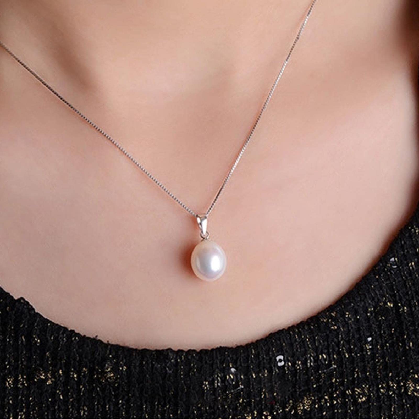 Collana girocollo con orecchini pendenti in argento sterling 925 con perle d'acqua dolce naturali