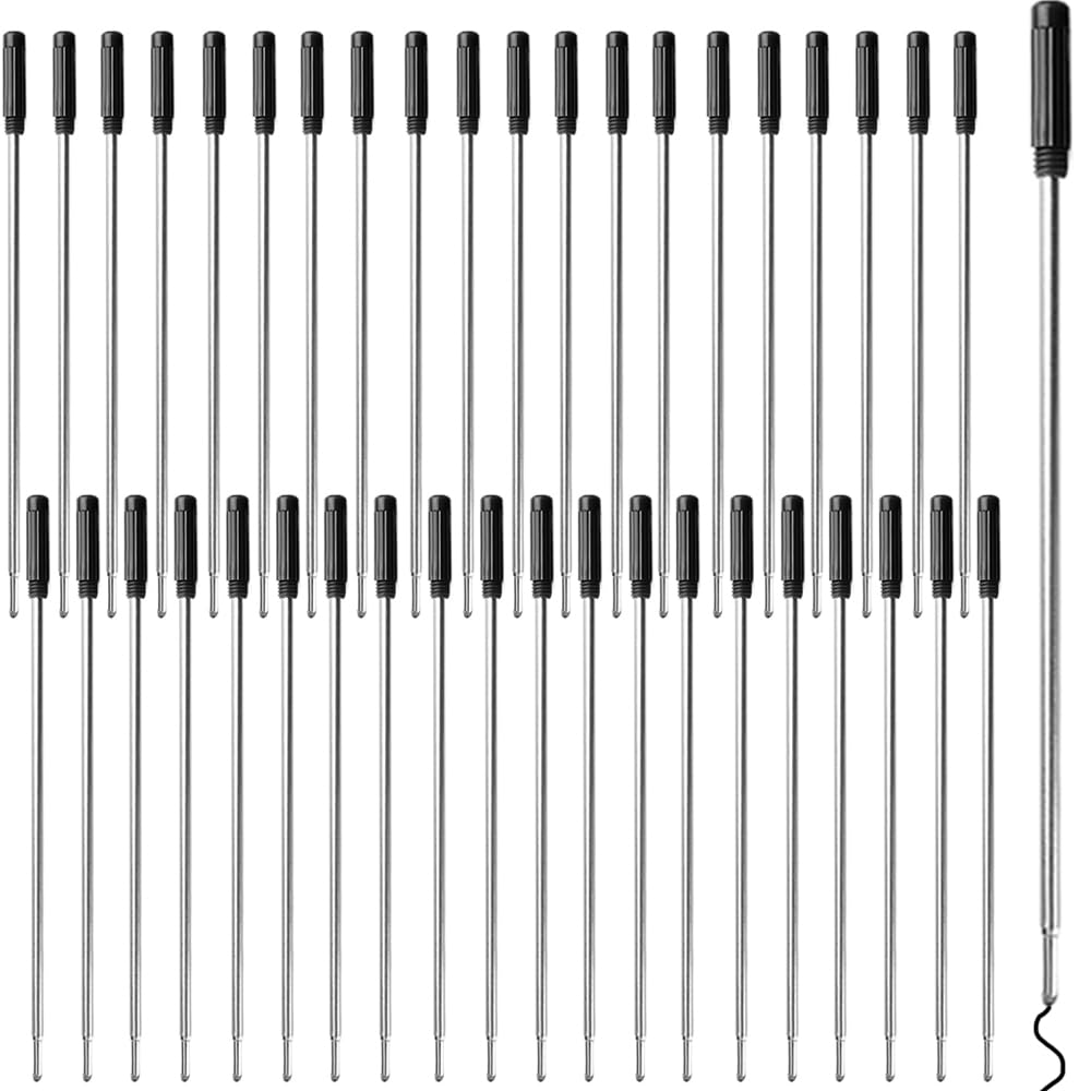 40pcs 11.6cm/4.57inch Pen Ink Refills, Replaceable Pens Refills,The Metal Ballpoint Pen Replacement Kit, Blue Black Ink, Supplies Writing (40-Black
