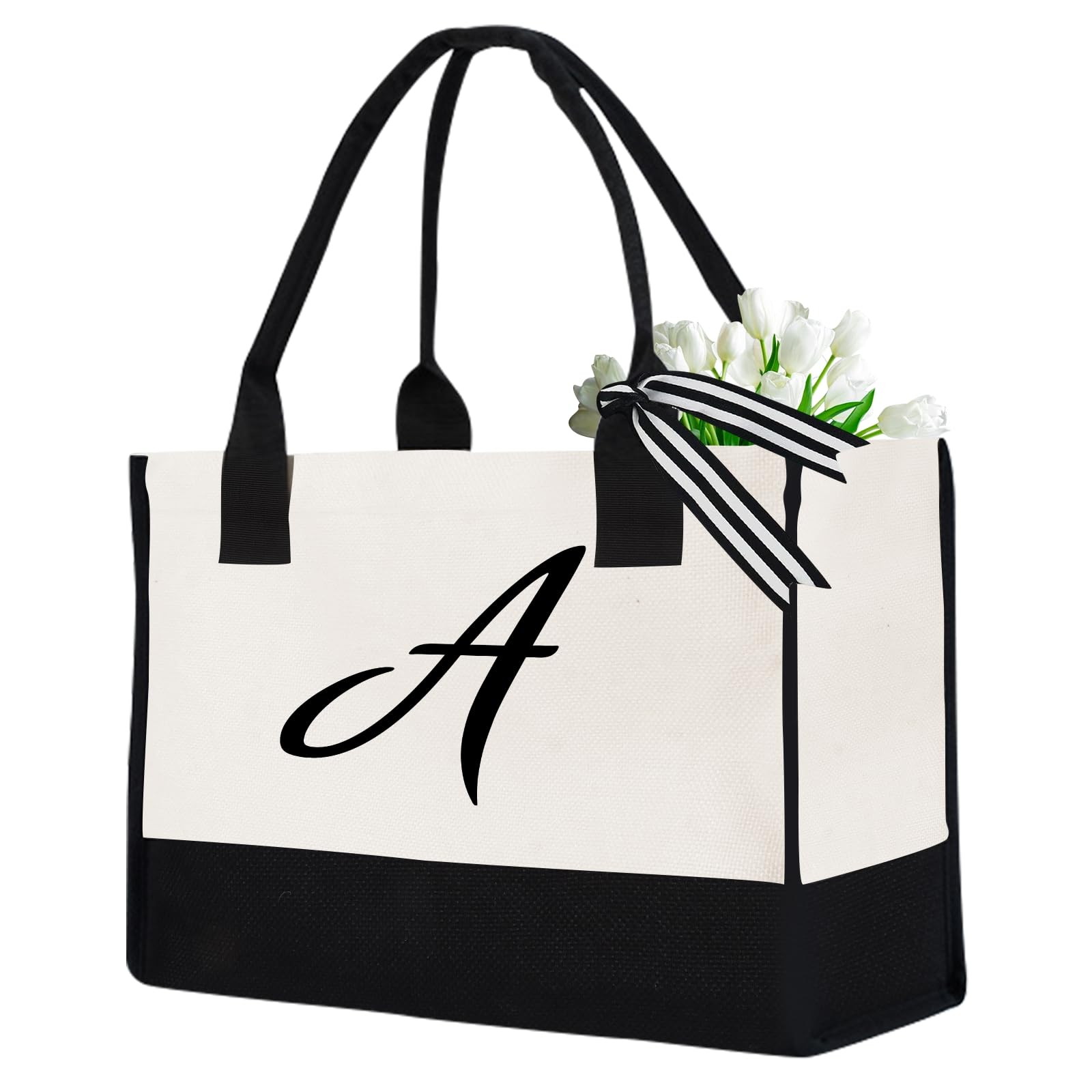 Generic Bolsa de lona personalizada con inicial, bolsa de trabajo, regalos para mujeres, bolsa de lona con monograma, bolsa de mano para profesora, novia, amiga, bolsa de boda