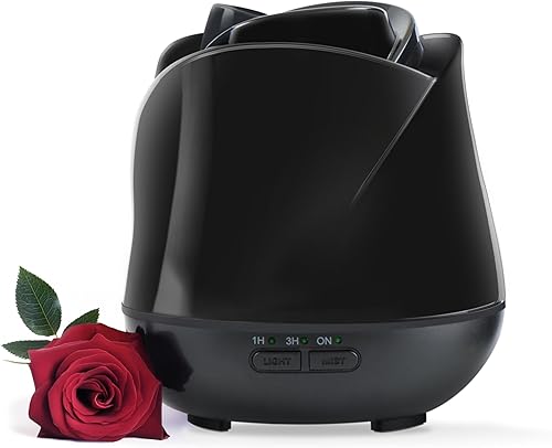 Miniatura 9 de Earnest Living Difusor de Aceite Esencial de Rosa 150ml – Mini Humidificador Ultrasónico de Aromaterapia para Dormitorio y Escritorio, Neblina