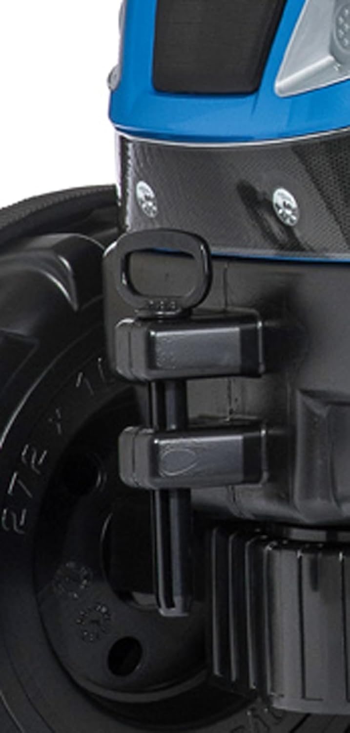 ROLLY TOYS rollyFarmtrac New Holland Tractor 601295 | Pedal Tractor with Motorised Bonnet to Open Seat Adjustment, Whisper Bicycle Tyre Chain Protector/3 Years, Blue, TÜV/GS geprüft