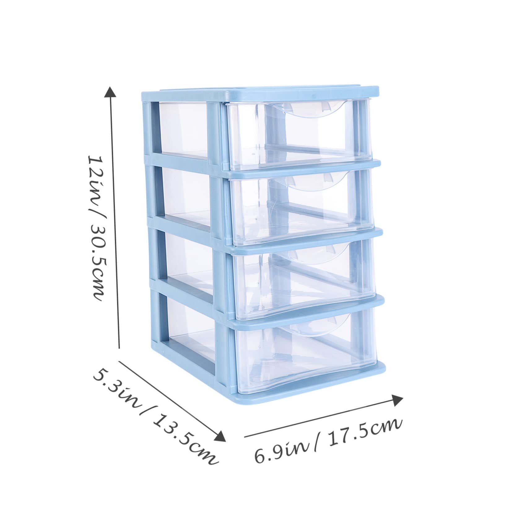 Boîte de Rangement à Tiroirs en Plastique Bleu, 3 Tiroirs