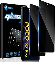 Aerku 2 Pièces Verre Trempé Anti-Espion Couverture Complète pour Xiaomi Poco X7 Pro 5G, Dureté 9H Film Protection écran de Confidentialité, Anti-Trace Anti-Spy Privacy Protecteur
