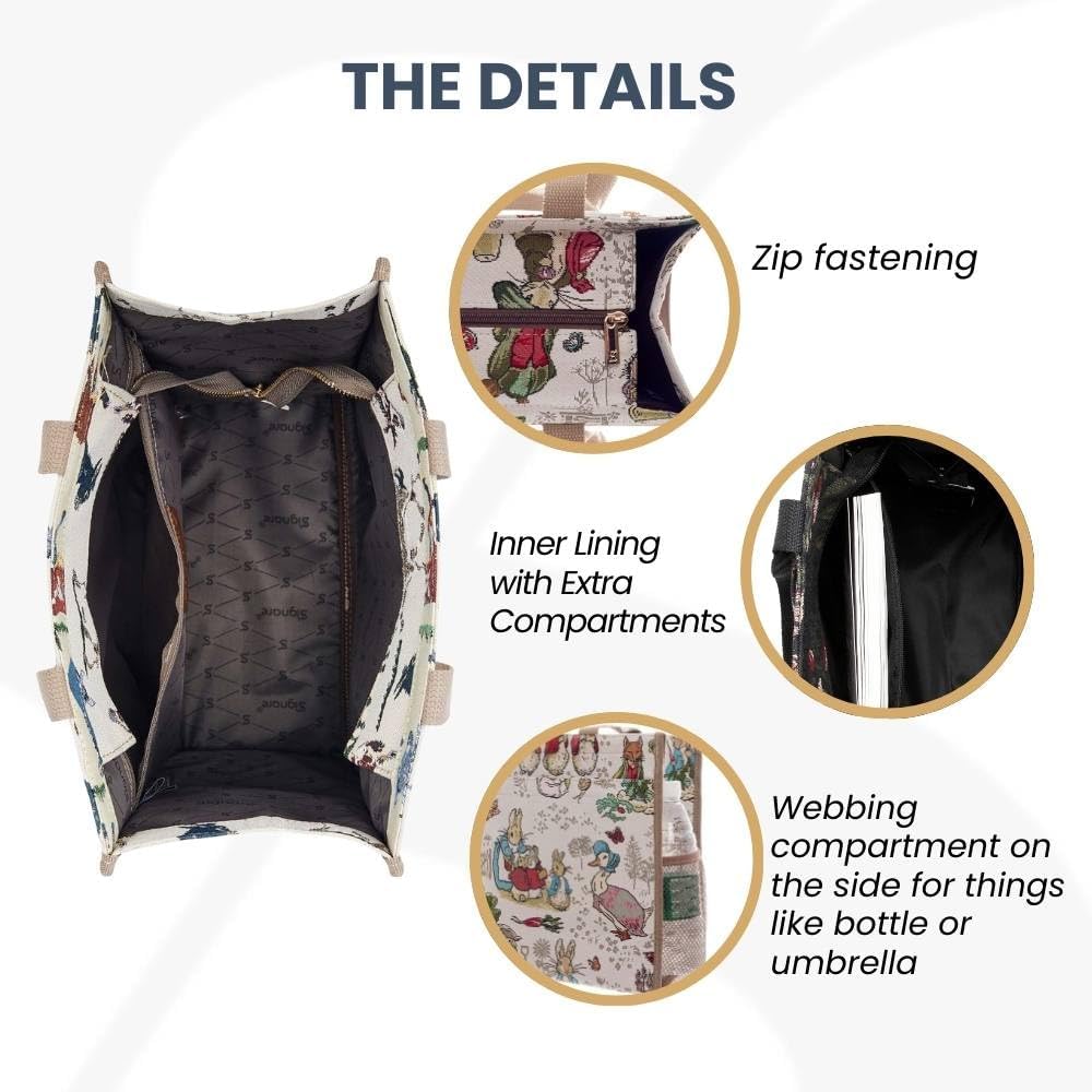 Signare Tapestry Shoulder Bag Shopping Tote for Women in Peter Rabbit Design (SHOP-BP-PETER) - Image 6