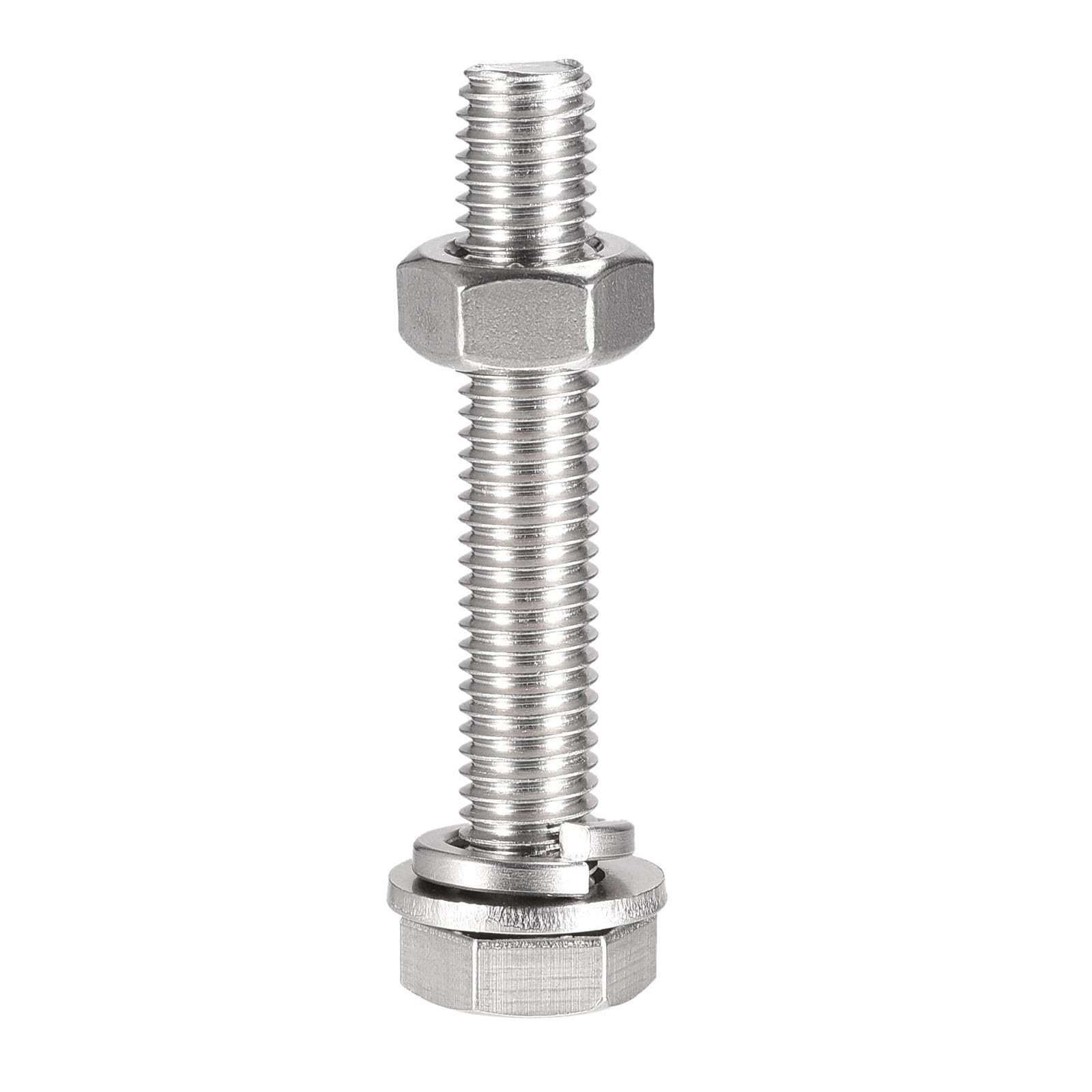 TA-VIGOR 4Pcs M10 x 60mm Hex Head Screws Bolts, Nuts, Flat & Lock Washers Kits, Fully Thread Hexagon Bolts - Image 4