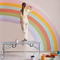 Vista 6 de Plataforma de andamio ajustable con capacidad de carga de 600 lb, escalera de acero, plataforma de trabajo plegable portátil para limpieza de RV