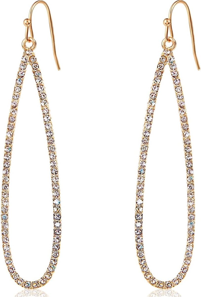 Simulated Diamond Teardrop Dangle Earrings for Women - Cubic Zirconia Crystal Long Dangling Earrings