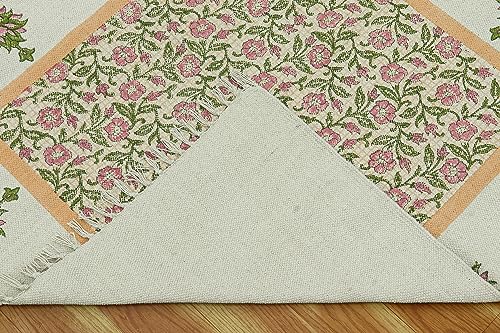 Tapis de chevet et table à manger floral en coton lavable - 7