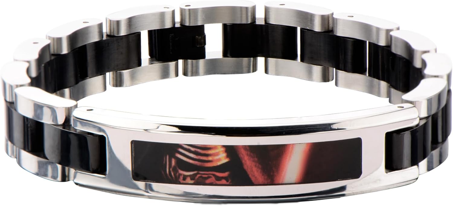 Star Wars Jewelry Episode 7 Kylo Ren ID Plate Stainless Steel Link Bracelet, 8.5"