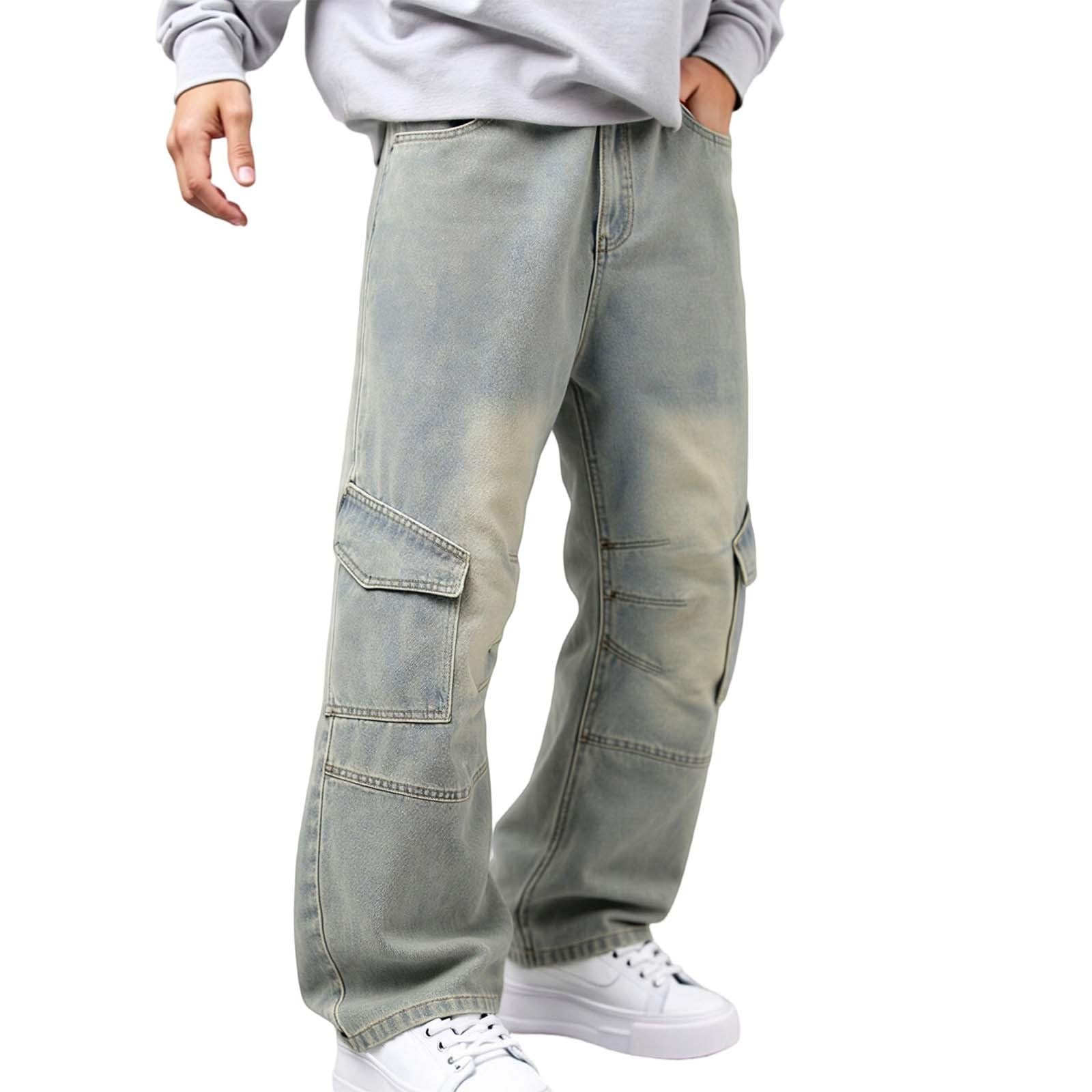 Jeans Hombre-Pantalones Vaqueros Casuales de Estilo para otoño/Invierno