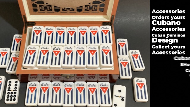 PRK 14 – Set Domino Cubain Double 6 Avec Drapeau Gravé Et Boîte En Bois – Authentique Et Décoratif
