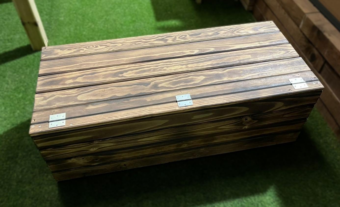 Baúl/Banco de Madera de Pino Envejecido en el Estilo, tratado para Exteriores (60X30X30 CM)