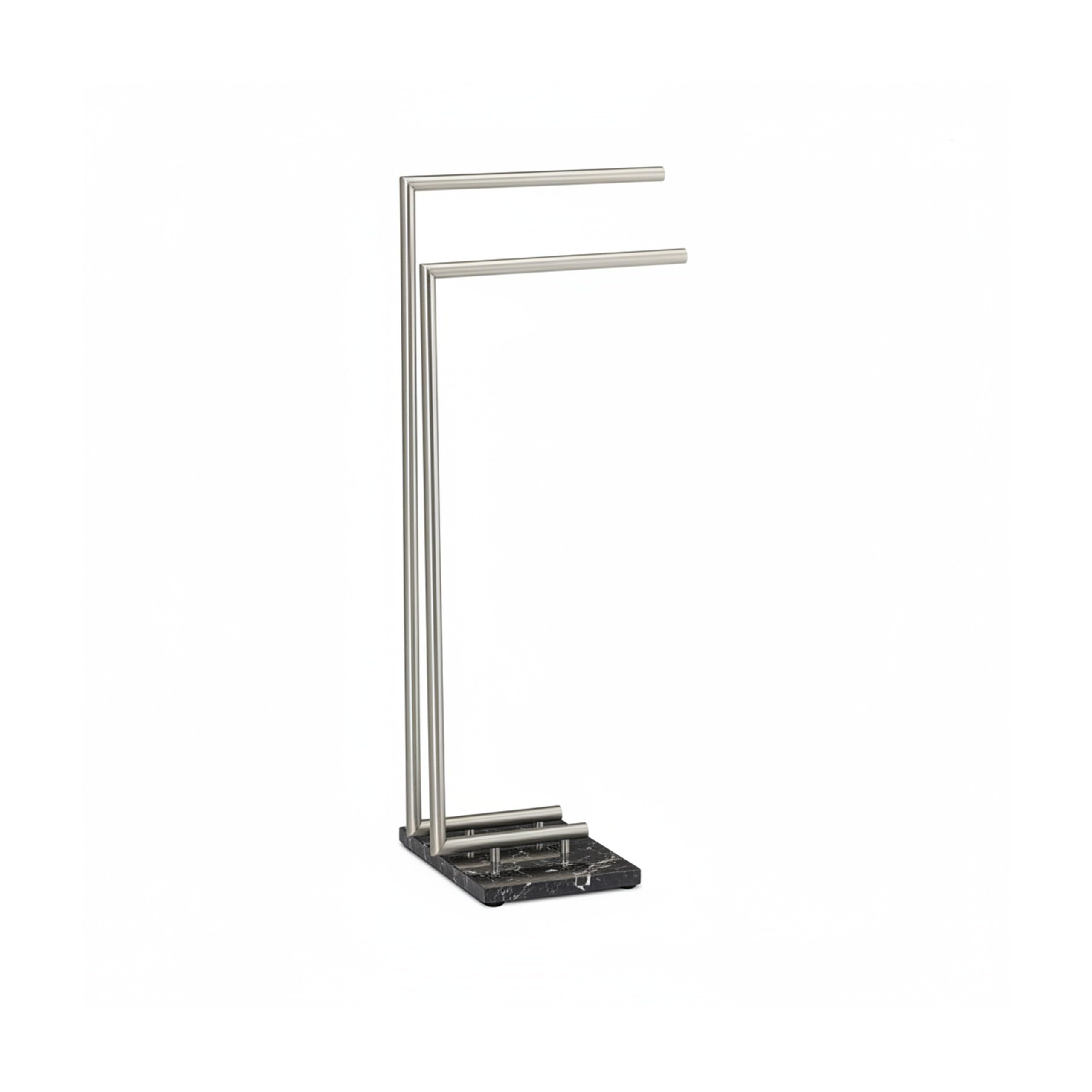Relaxdays Portasciugamani da Terra, Piantana, per Bagno e Cucina, Marmo e Acciaio, 84x34x30 cm, PIERRE, Argentato Nero