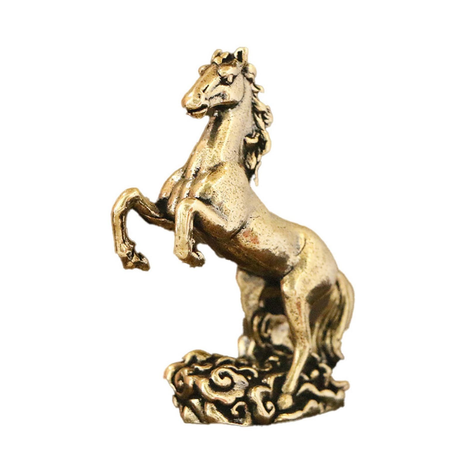 Lerpwige Brass Horse Statue Feng Shui Ornament for Wealth Home Decorations Horse Figurines Collectible Figurines