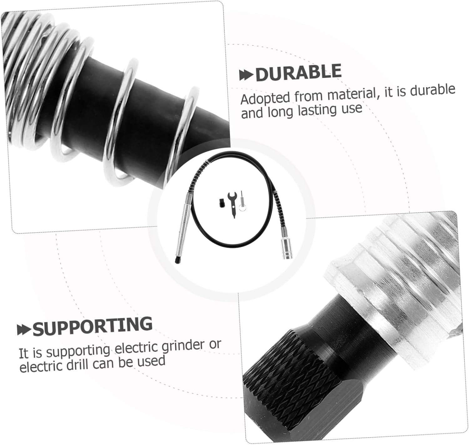 Electric Flexible Shaft for Rotary Tool High Precision Polishing and Engraving Compatible Drill Machines Black 1-Piece Set