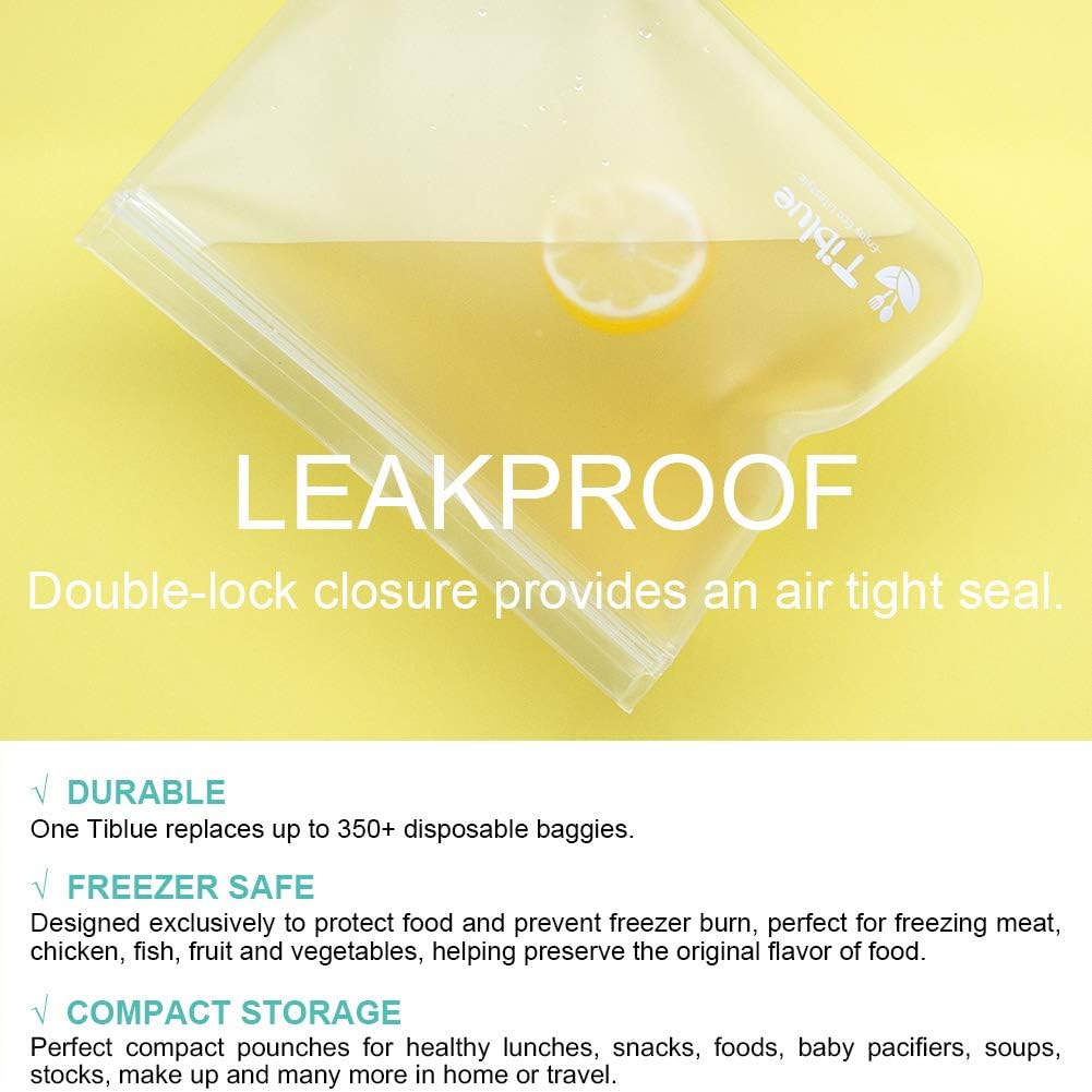 Reusable Storage Bags - 10 Pack Leakproof Freezer Bag（6 Reusable Sandwich Bags & 4 Reusable Snack Bag) - EXTRA THICK BPA FREE Reusable Lunch Bag for Food Storage Home Organization