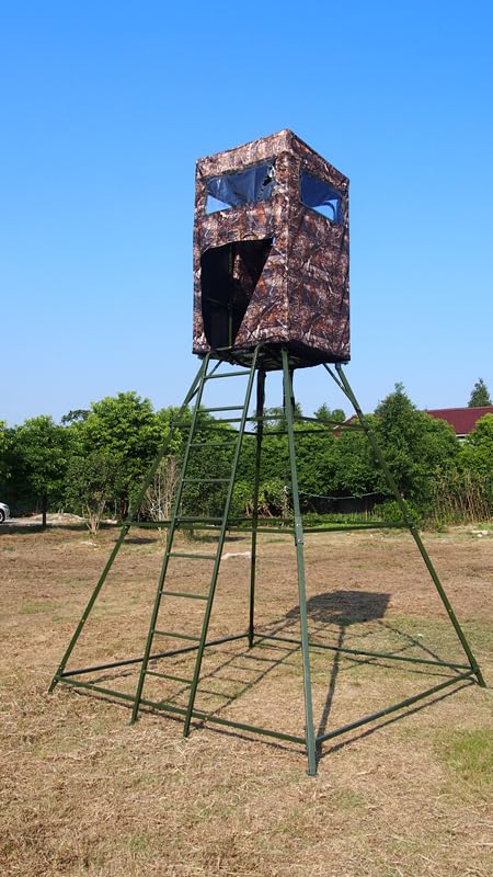 Berger + Schröter Ansitzkanzel Hochsitz mit wetterfestem Kanzelüberzug Tarnoptik Gesamthöhe ca. 430cm