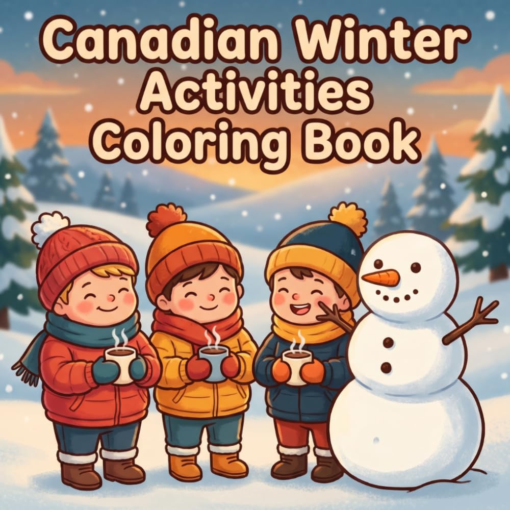 Canadian Winter Activities Coloring Book for Kids: Bold and Easy Snow Fun Coloring Pages with Sledding Skating and Snowman Activities for Kids Ages 3 to 12