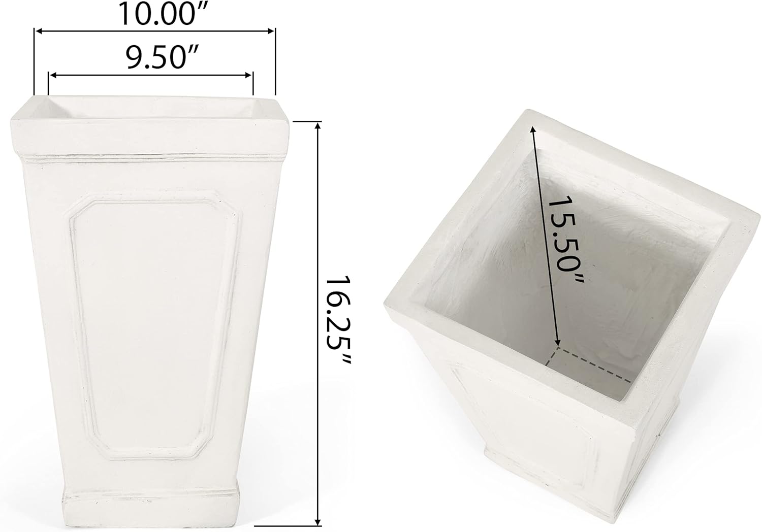 Christopher Knight Home Burgos Outdoor Small and Large Tapered Planter Set - Cast Stone - Antique White