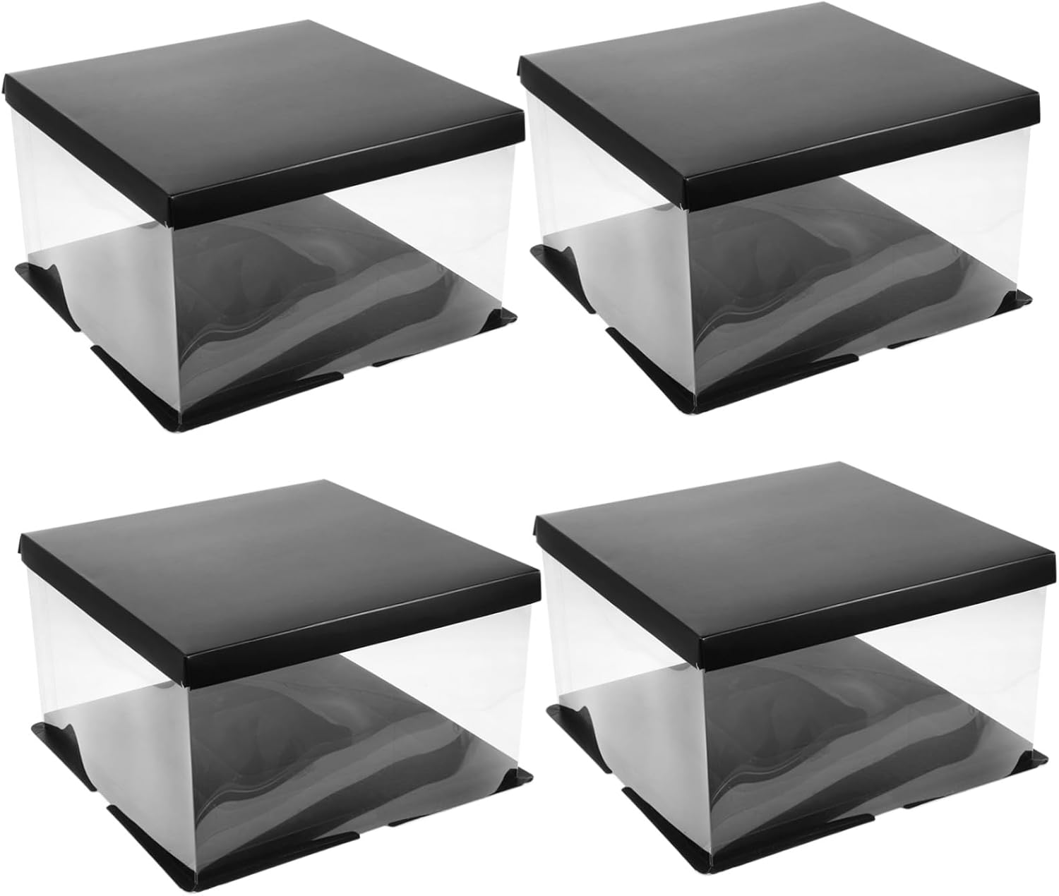 4pcs Cake Carrier Box Transparent Bakery Container for Birthday Wedding and Party Display Portable Design for Cake and Storage