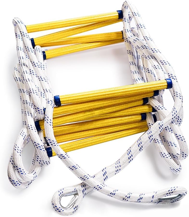 Aoneky Fire Escape Rope - Flame Resistant Emergency Safety Ladder for Adults, 2-3 Story Fire Rescue, 16 Ft