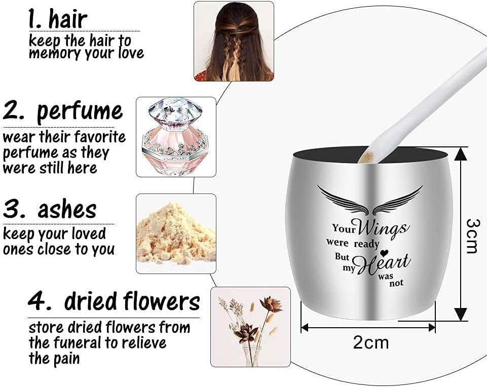 Dletay Small Keepsake Urn for Human Ashes - 1.57 Inch Mini Cremation Urn in Stainless Steel - Memorial Ashes Holder