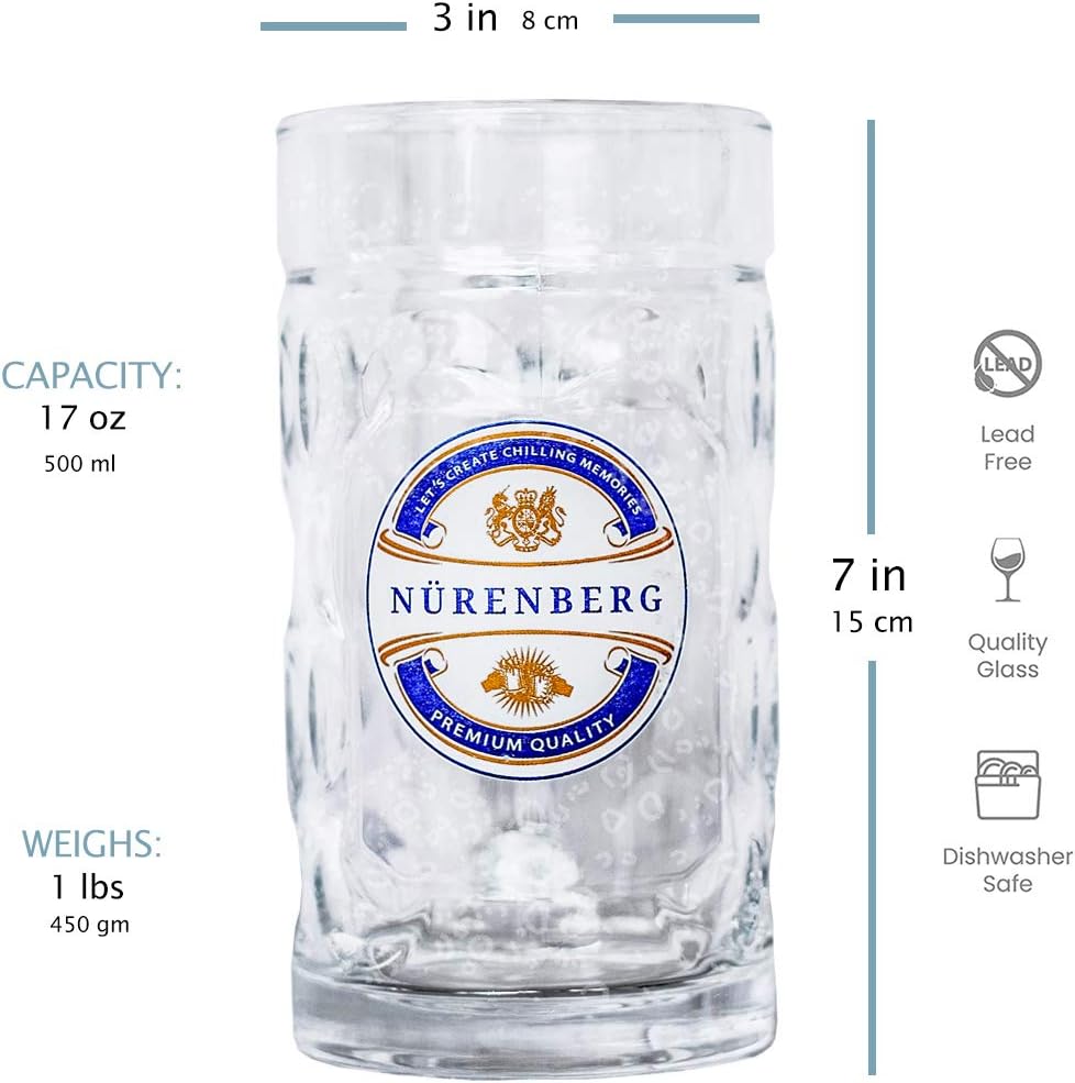 Holiday Deals 🛒 Nurenberg 17 oz (500 ml) Beer Mug Set, Beer Glasses Set Of 2 And Coaster,Beer Mugs For Freezer,Glass Mugs With Handles, Glass Beer Stein Mugs, Beer Mugs For Men, Beer Gifts For Men, Gift For Husband 🛒 Crazy Deals Nurenberg 17 oz (500 ml) Beer Mug Set, Beer Glasses Set Of 2 And Coaster,Beer Mugs For Freezer,Glass Mugs With Handles, Glass Beer Stein Mugs, Beer Mugs For Men, Beer Gifts For Men, Gift For Husband