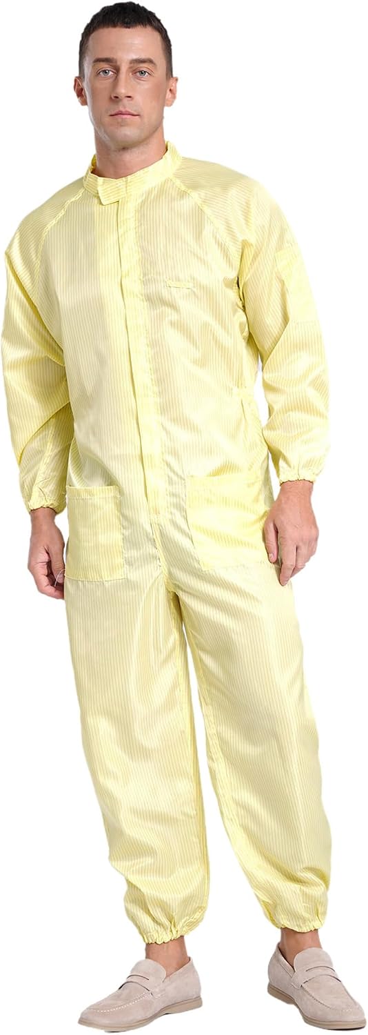 iiniim Men's Work Overalls Mechanic Workerwear Dustproof Boiler Suit Anti-Static Safety Coverall