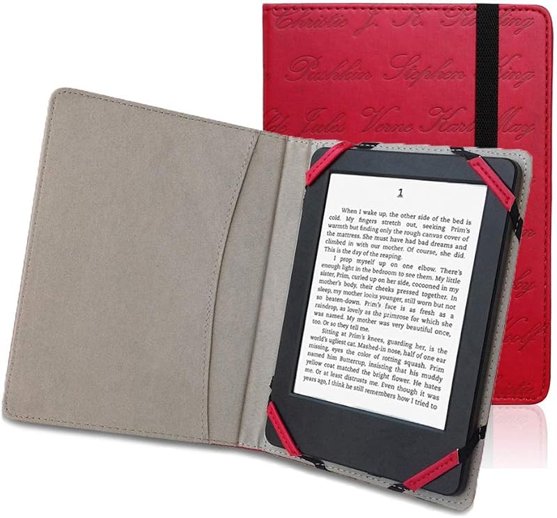 Funda Universal estilo libro Ereader de 6 pulgadas con nombre de autor en relieve para kobo pocketbook sony kindle ereader de 6 pulgadas