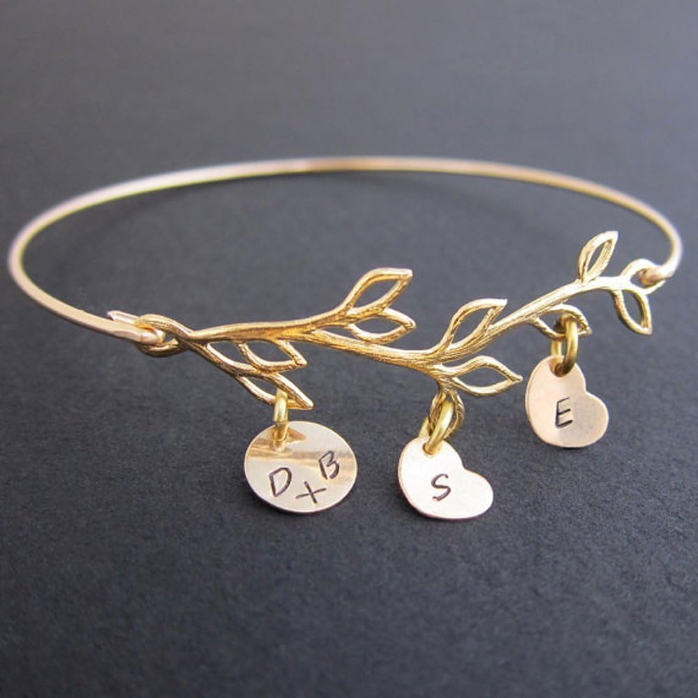Family Tree Jewelry Personalized Charm Bracelet With Initials of Kids Husband Wife Christmas Gift Mothers Day for Mom - Image 2
