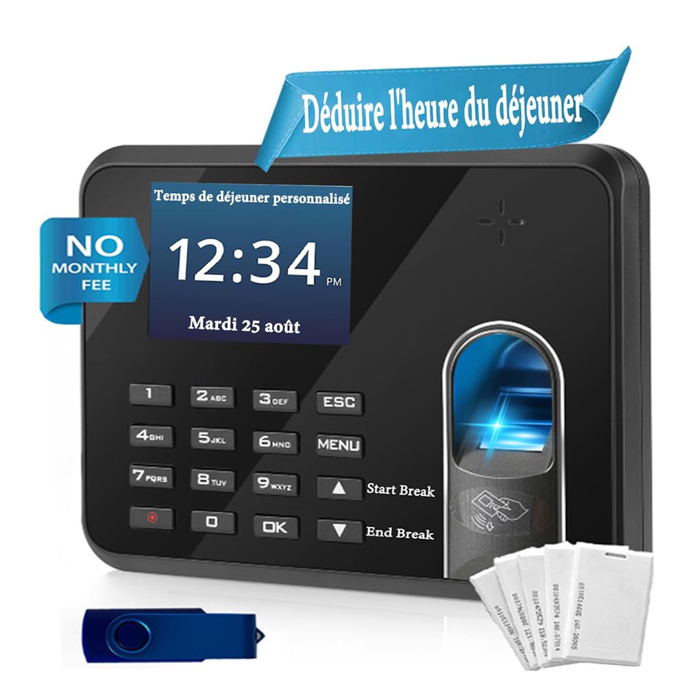 Machine de présence d'empreintes digitales avec logiciel gratuit intégré pour le personnel