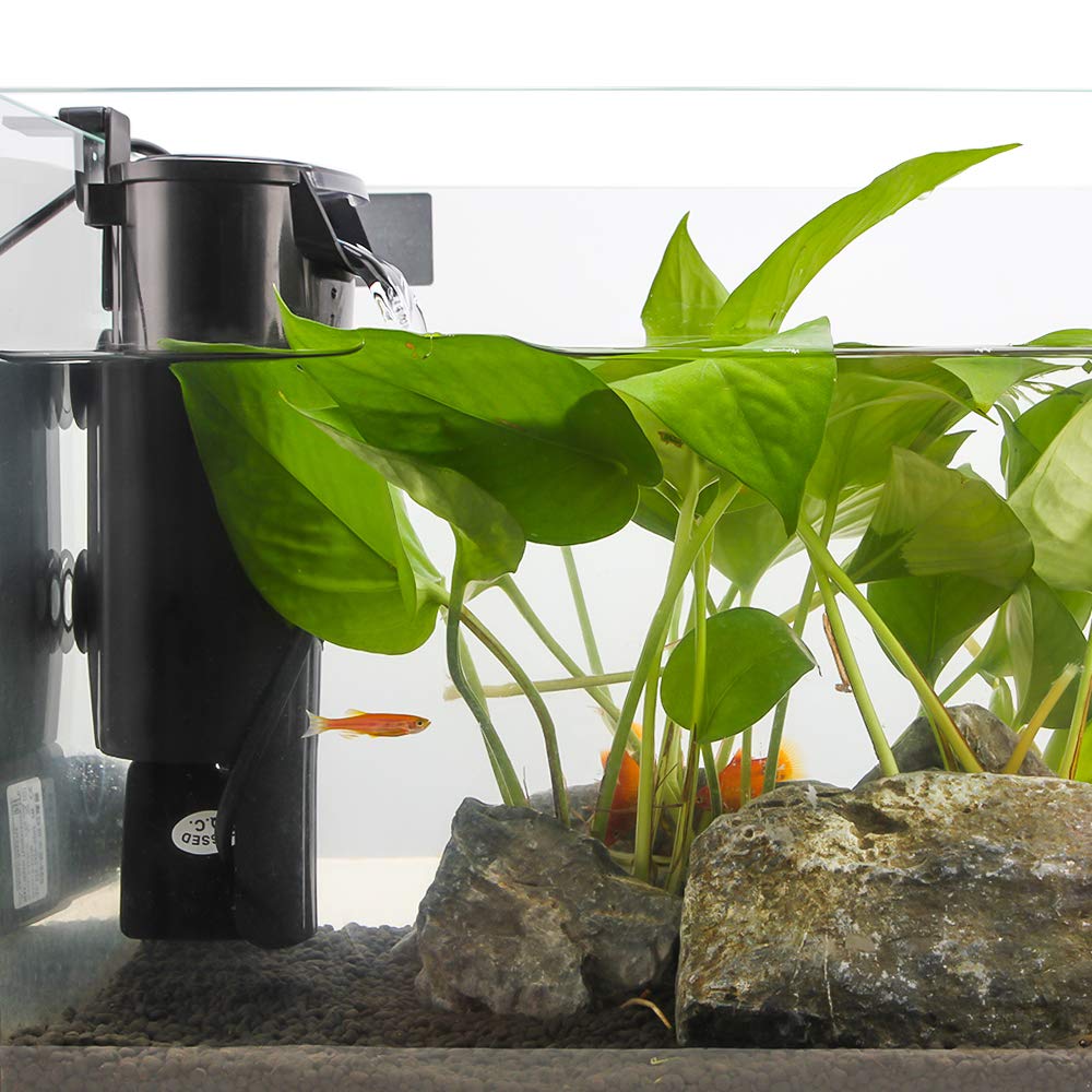 SENZEAL Tortue Basse Eau Cascade Filtre Pompe Fish Tank Filtre Externe 5W 220V/50Hz 400L/H Basse Eau Nettoyage Fish Tank Reptile Amphibian -Noir