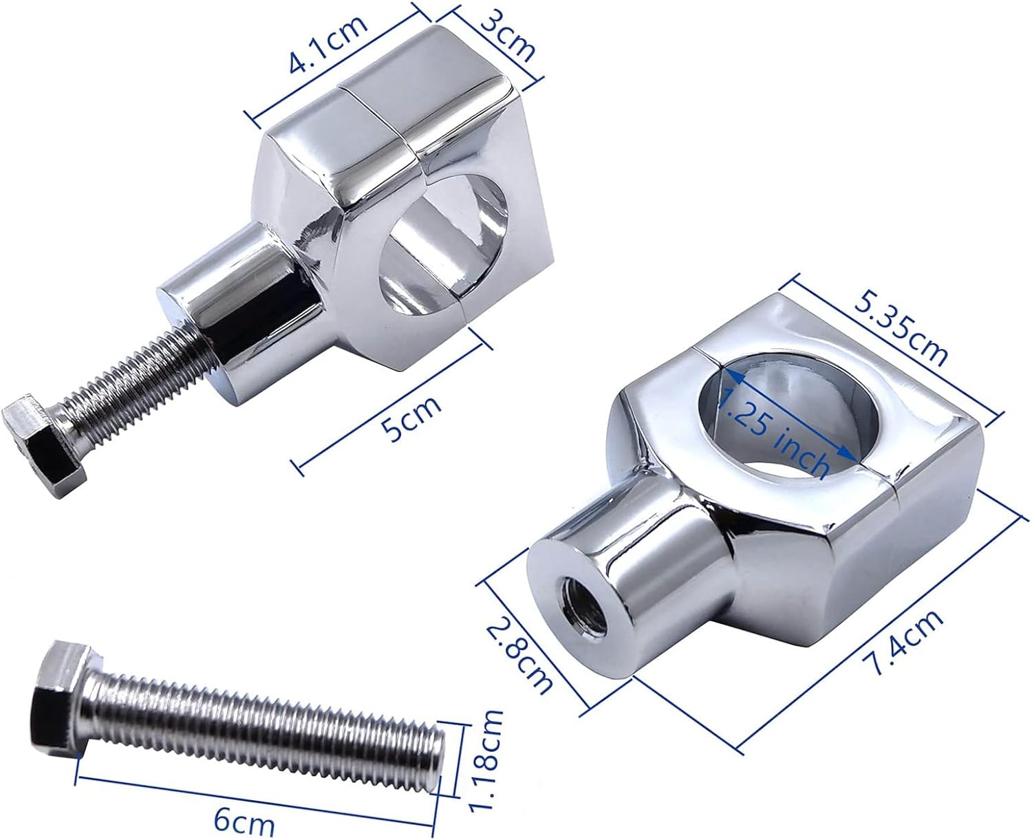 Chrome 1.25" Motorcycle 31.25mm Handlebar Riser Clamp Compatible with Harley Cruisers Choppers Elevated Handlebar Position, Improved Riding Comfort