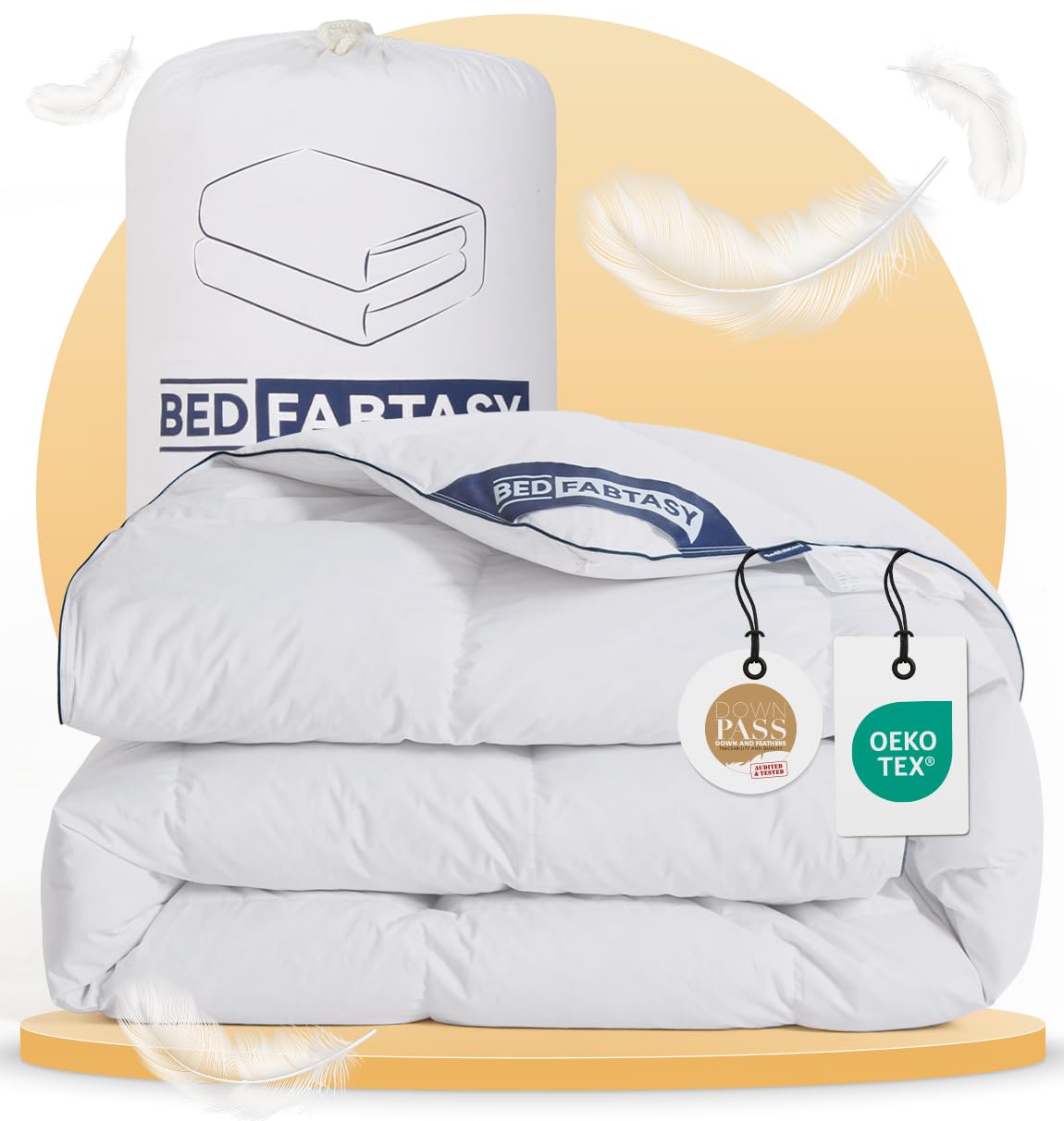 Feder und Daunendecke 155x220cm, Oeko-Tex zertifizierte Bettdecke 155x220, 100% Extraweiche Federn & Daunen, Allergiker, RDS Zertifiziert Federbettdecke, Duvet, Ganzjahresdecke