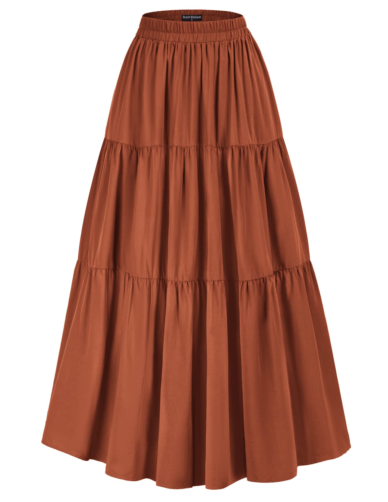 Scarlet Darkness Maxi Long Skirts for Women Summer Flowy Renaissance Skirt with Pockets, Tangerine, S
