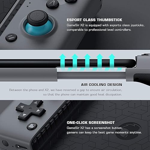 Vista 6 de GameSir X2 - Controlador de juego celular inalámbrico Bluetooth, puerto tipo C, llave turbo personalizada, Bluetooth 5.0 compatible con Android/iOS