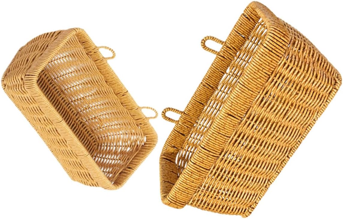 Luxshiny 2pcs Kitchen Wall Mounted Hanging Basket Set – Plastic Rattan Woven Storage Organizer for Garlic, Ginger, Onion, Fruits, and Eggs – Multi-purpose Vegetable Basket for Kitchen