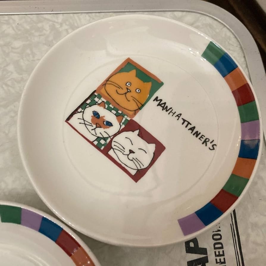 ミカサ　マンハッタナーズ　猫　パーティーセット　大皿　小皿　計7枚　軽量　訳あり ミカサ マンハッタナーズ 猫 パーティーセット 大皿 小皿 計7枚