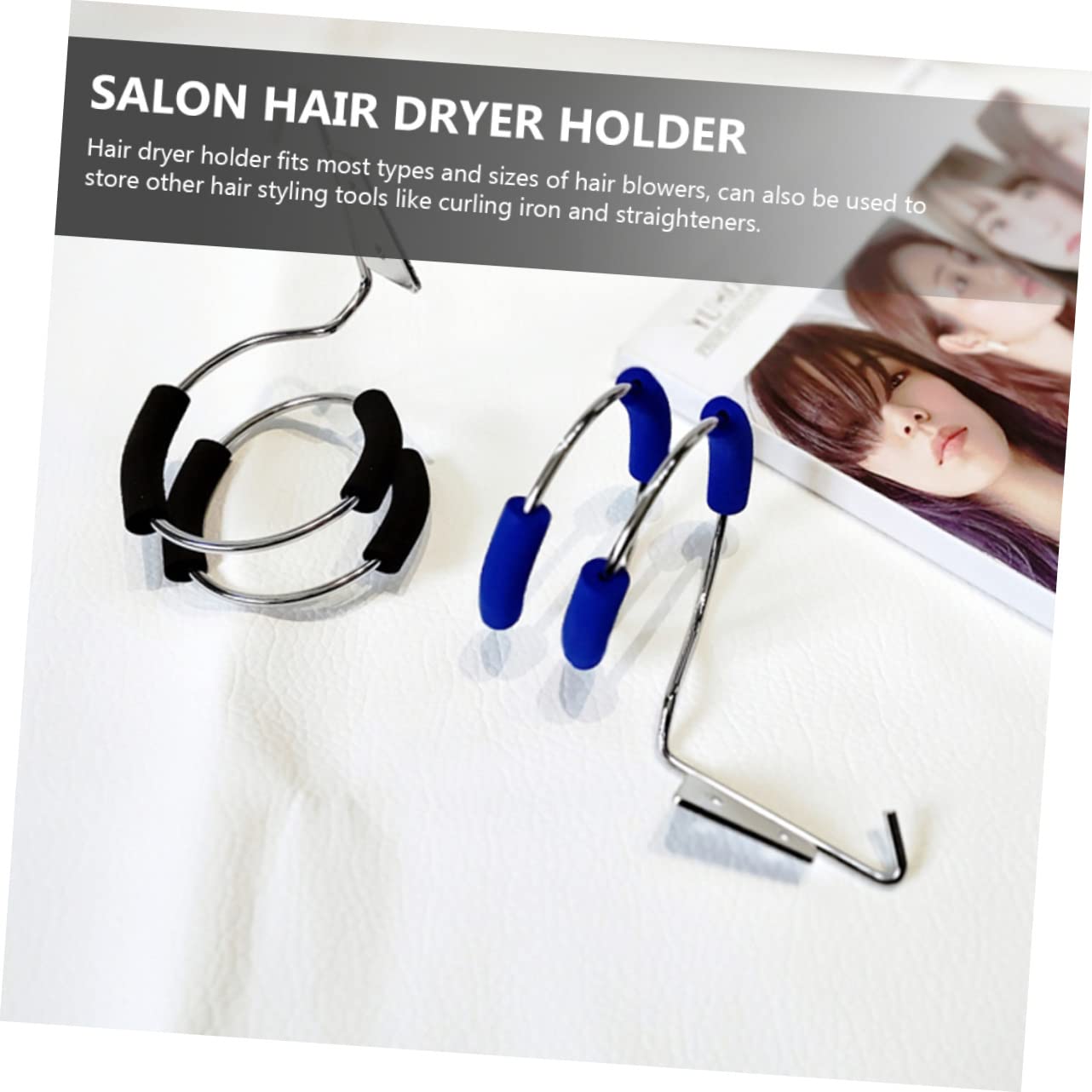 FRCOLOR 4 Sätze Fönständer Trimmer Halter Lockenwickler Clipper Gummibänder Hair Dryer Holder Bad Wandregal Friseurbedarf Wandmontiertes Hängeregal Rostfreier Stahl 2 Stück * 4