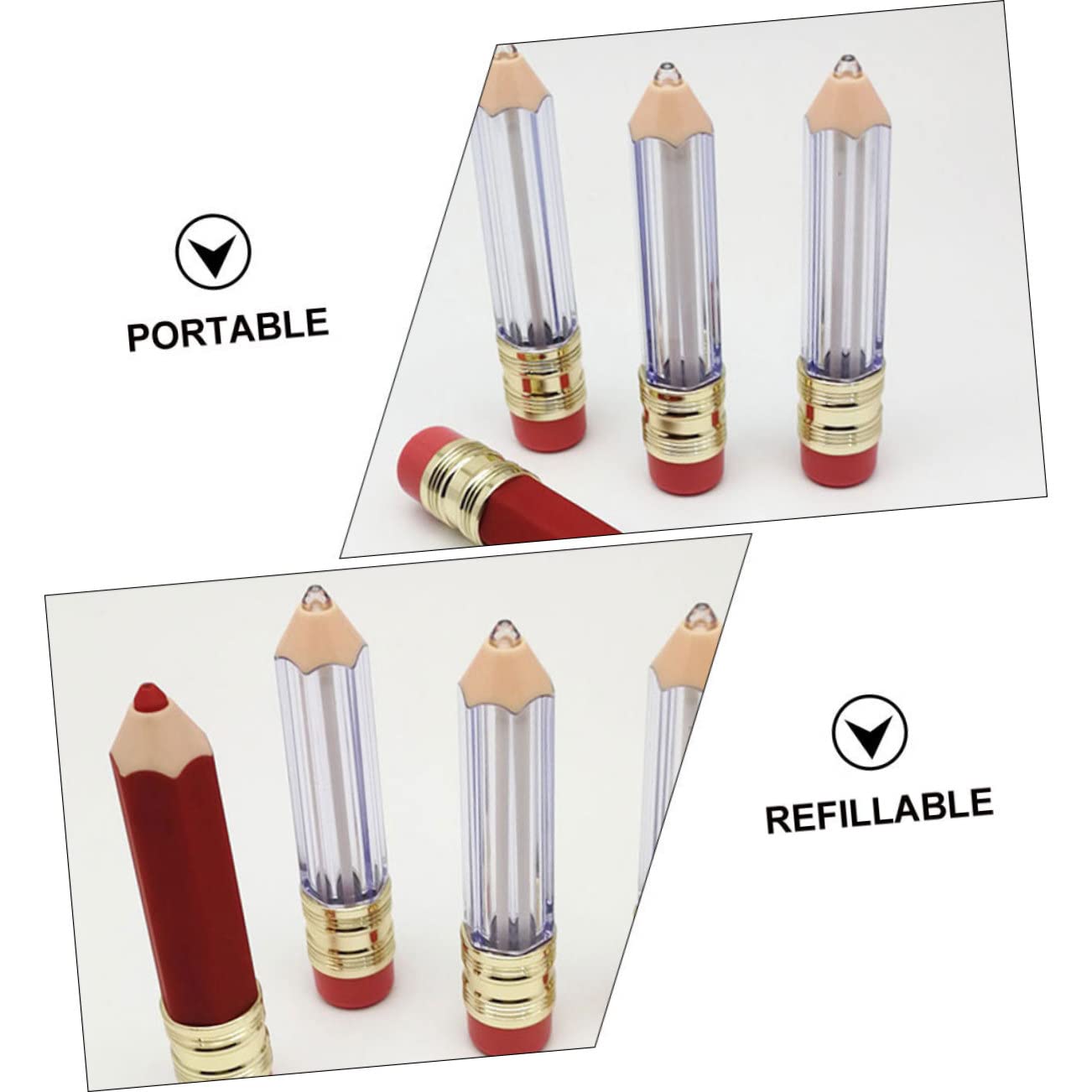 4 Juegos Tubo Vacío De Lápiz Labial Tubos De Tinte Para Labios Tubos De Relleno De Labios Vacíos Delicioso Brillo De Labios Delineador De Labios Tubo De Bálsamo Labial 6 piezas * 4 FRCOLOR
