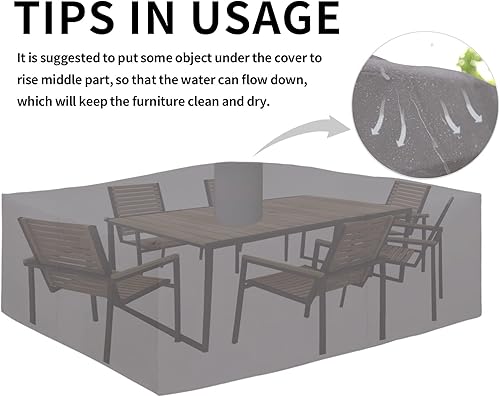 Miniatura 7 de Easy-Going Funda para muebles de patio resistente 600D, funda rectangular impermeable para mesa y silla (130 pulgadas de largo x 84 pulgadas de