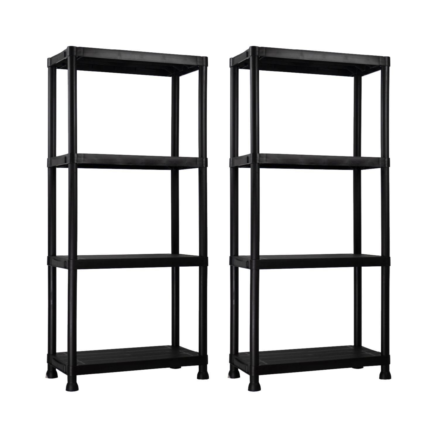 THINIA HOME - Estantería Almacenaje, Polipropileno PP, Multiusos, Hogar, Trastero, Domitorio y Cocina, 4 Baldas, Carga Máxima 100Kg, 61x31x131cm (Largo x Ancho x Alto), Color Negro