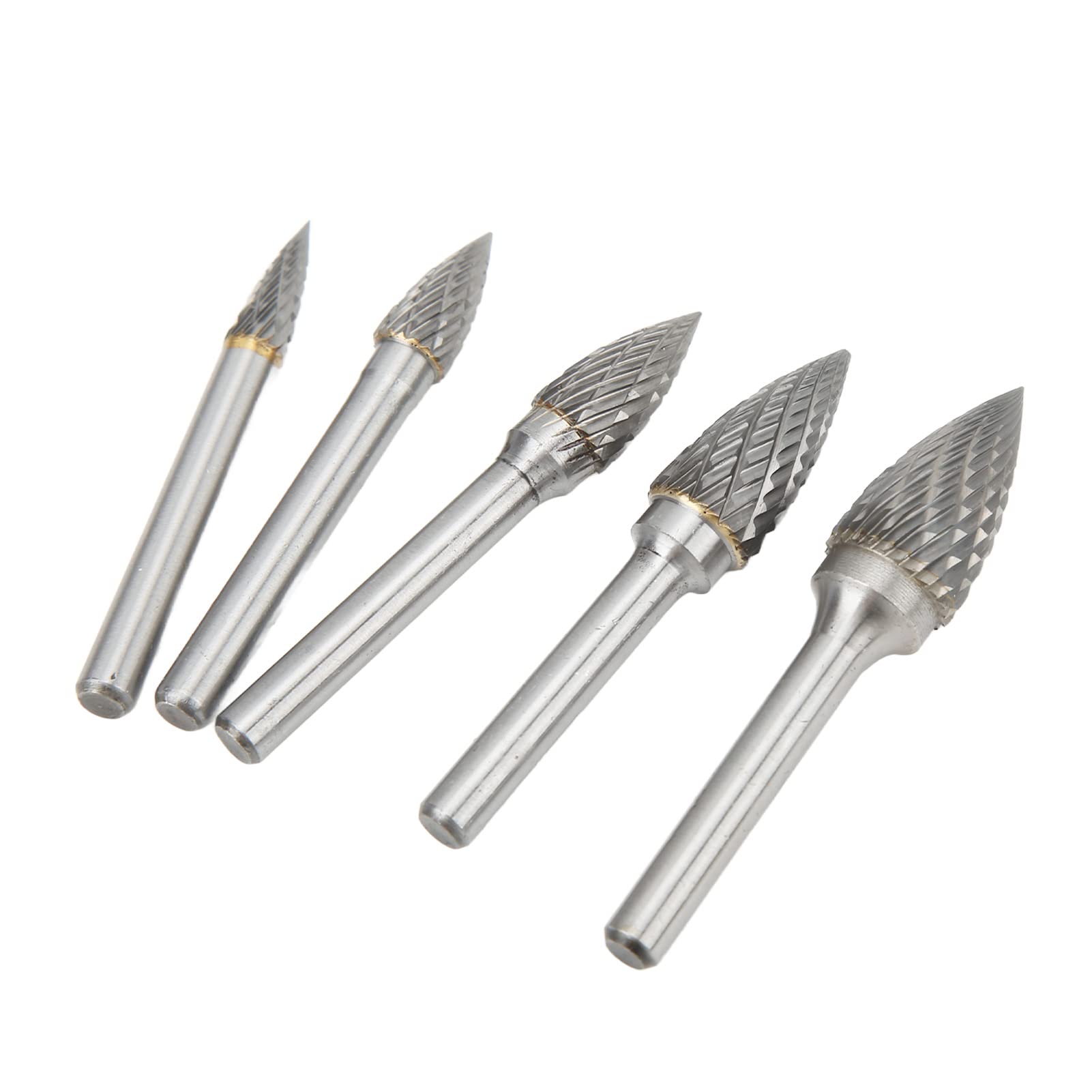 5-teiliges Doppelschnitt-Hartmetall-Rotationsfeilen-Set mit 6 mm Schaft, Hartmetall-Frässtifte für Luftfahrt, Automobil, Schiff, hochfeste Hartmetall-Drehfräser für Präzisionsschleifen