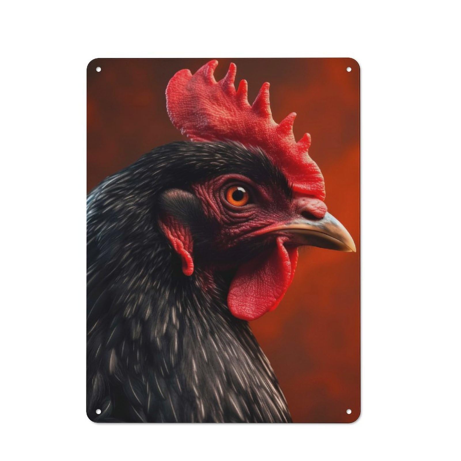 Junmoney Fighting Rooster Tin Wall Plaque 40X30cm With For Dining Room Or Kitchen, Winter Wall Decor For Dining Room Decor Fans