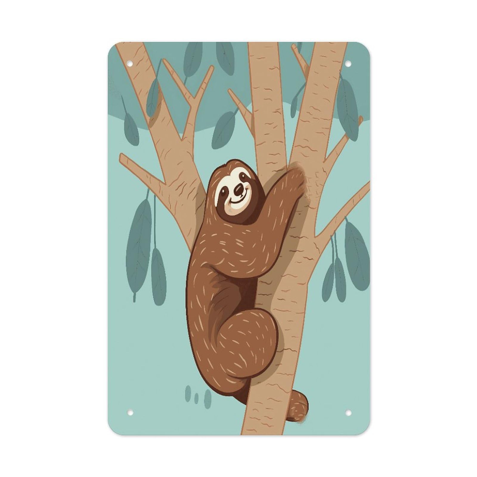 Btcowzrv Style Hug Tree Sloth Metal Tin Sign Wall Decor Hanging Plaque