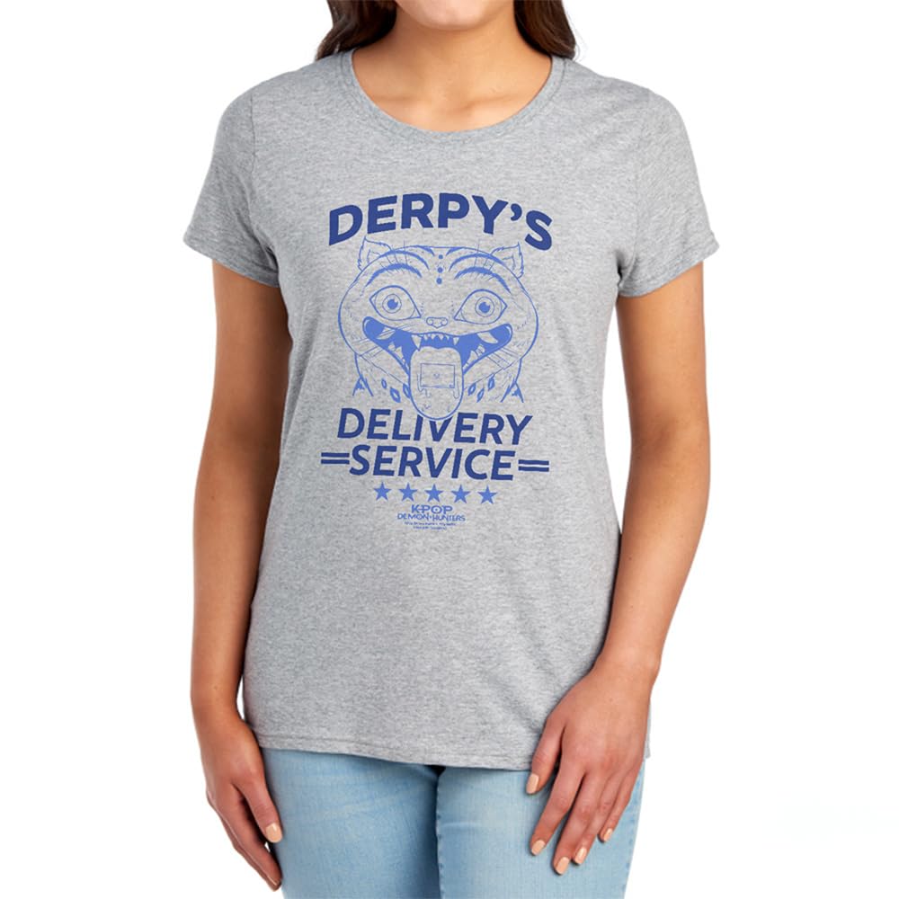 Kpop Demon Hunters Derpy'S Delivery Service Womens T Shirt, Athletic Heather, Medium