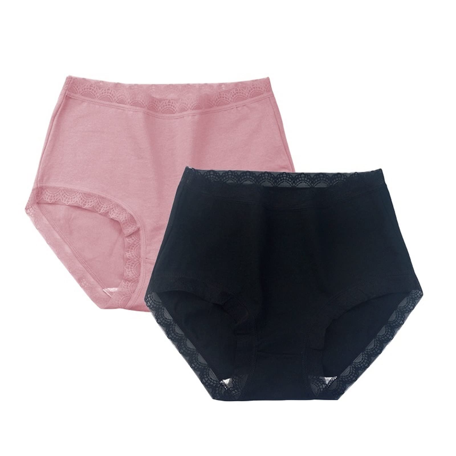 Bikinis Taillenslips 3 Teile/los Frauen Baumwolle Briefs Sexy Unterwäsche Hohe Taille Höschen Plus Größe Damen Unterhose Intime Weibliche Dessous (Color : Pinkblack, Size : XXL)