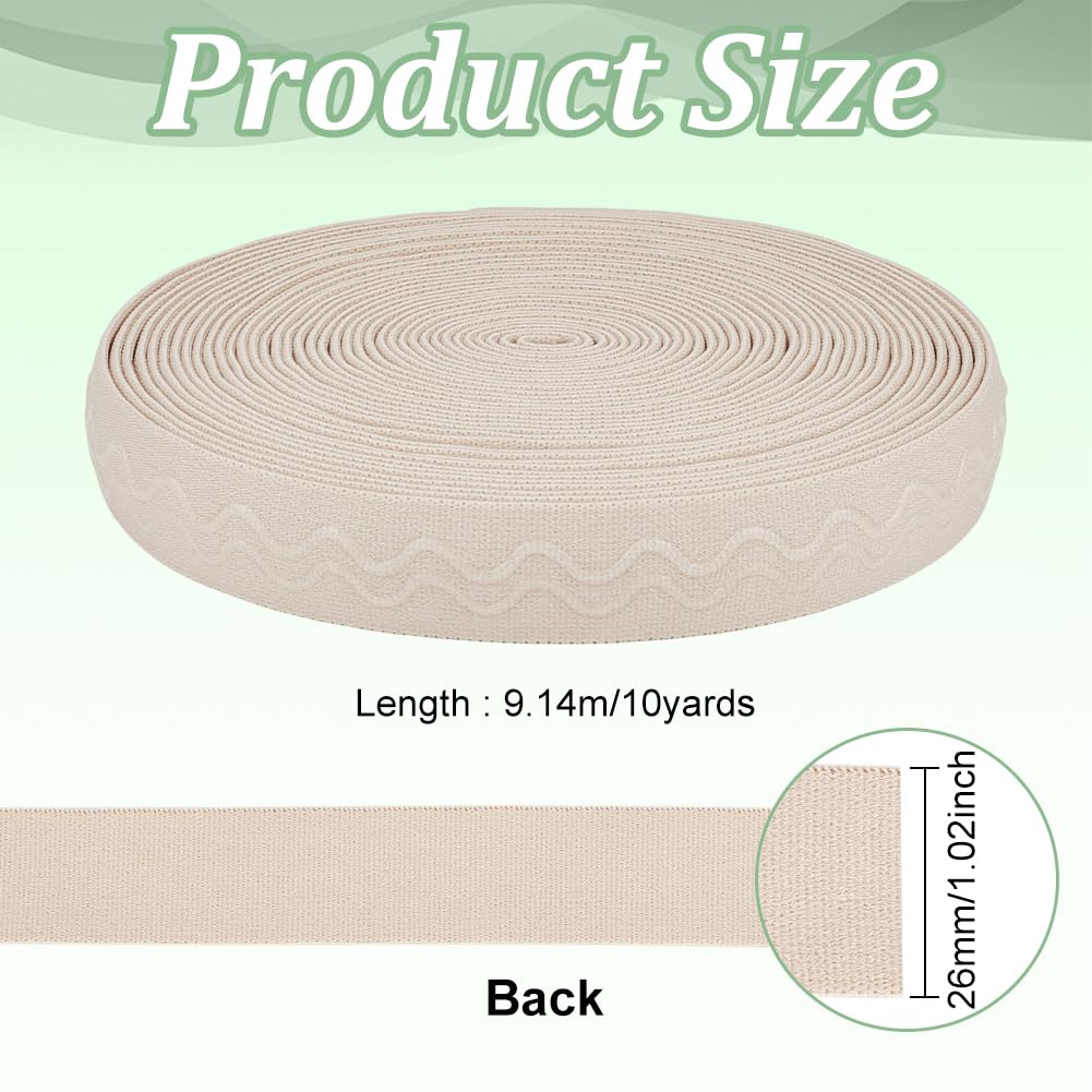 BENECREAT Fascia Elastica Antiscivolo In Silicone Bianco Antico 26mm 9.14m, Doppie Strisce di Elastico Antiscivolo, Cinghie Elastiche per Fai Da Te, Cucito, Artigianato, Sport