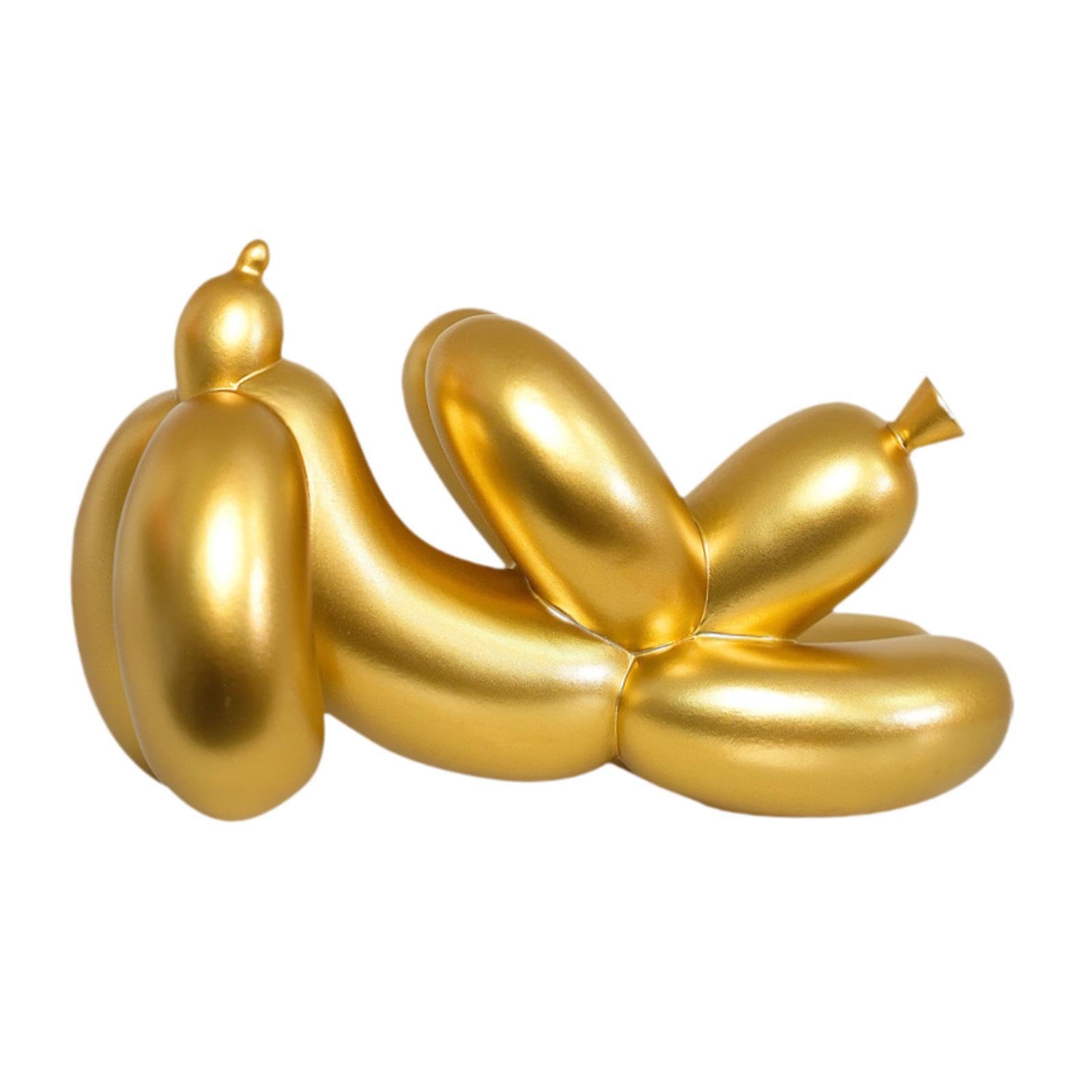 FLCPJGV Estatua de Perro con Globo, Adorno de Escritorio, Escultura artística, Figura para Bar, Oficina, estantería, Oro
